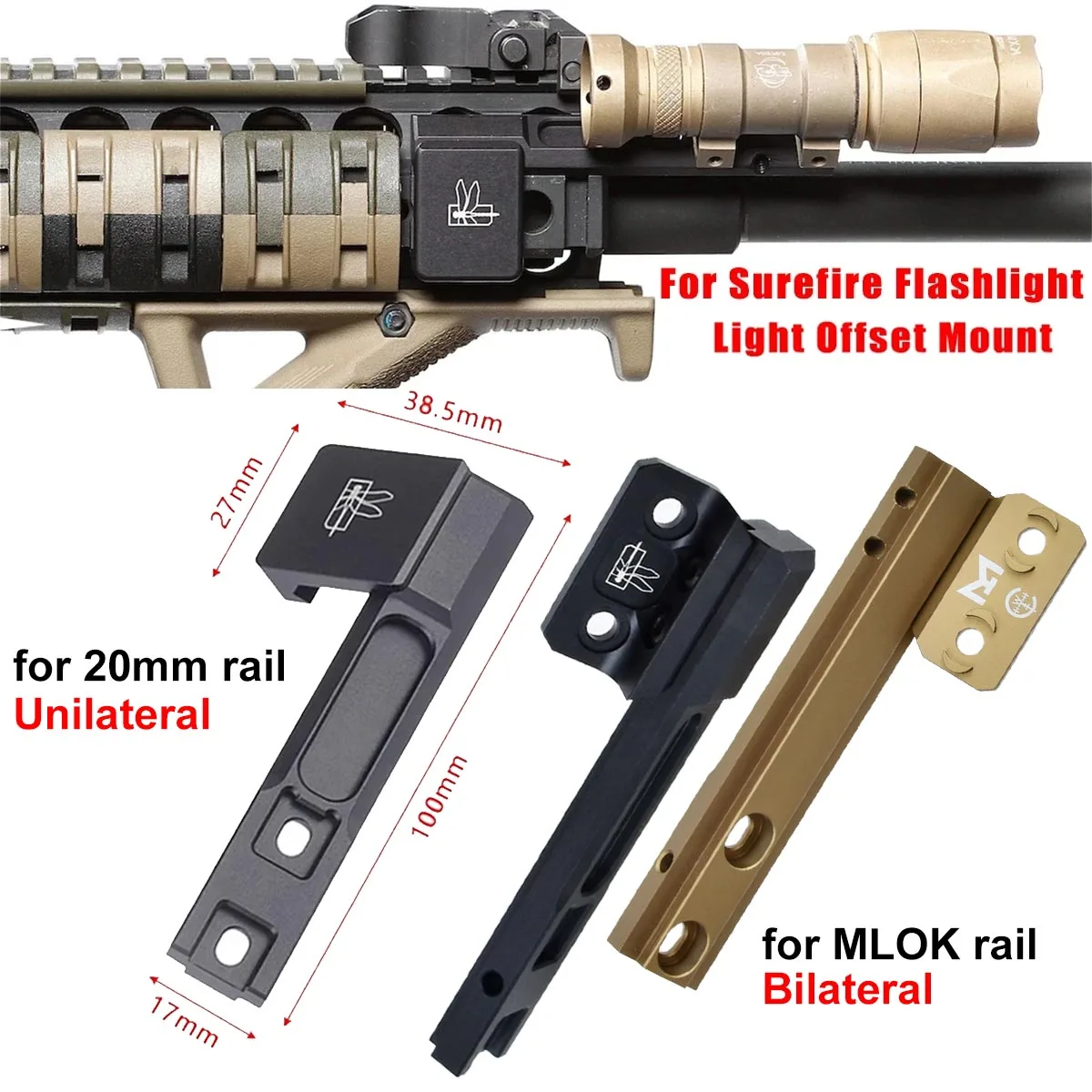 SureFire soporte linterna táctica riel Picatinny y M-LOK - imagen 4