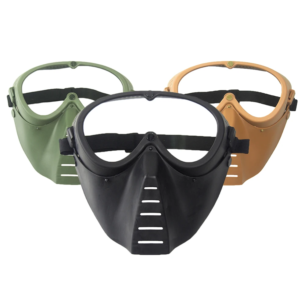 Máscara airsoft con protección facial de malla de acero y lente desmontable