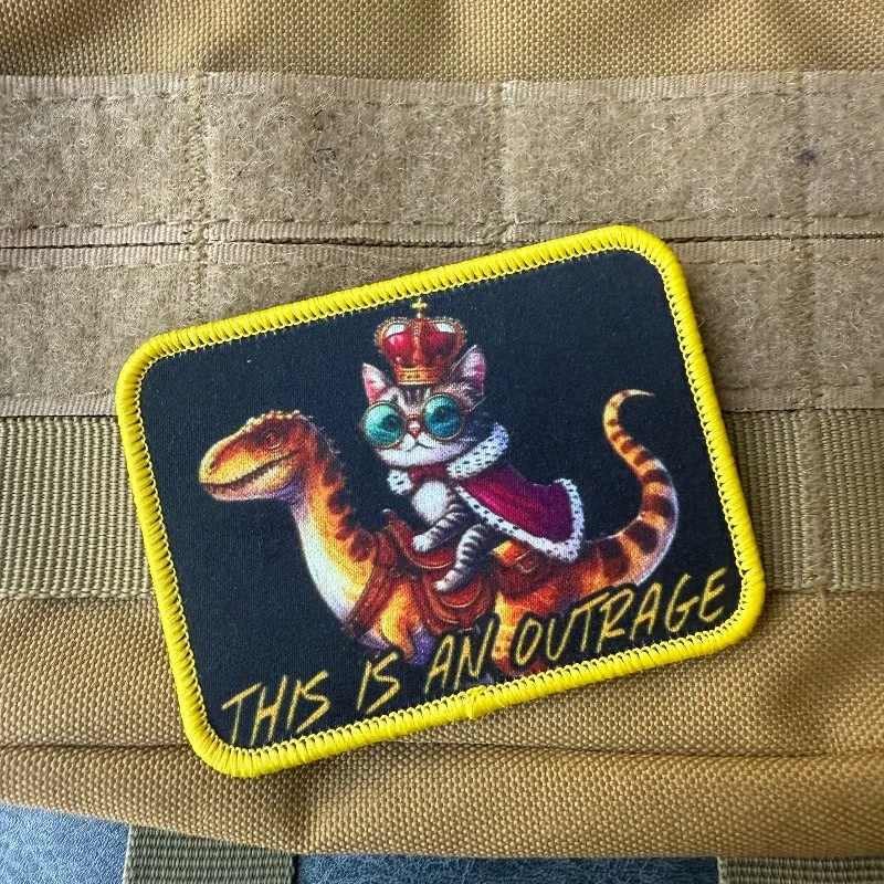Parche táctico velcro gato y dinosaurio frase Esto es una broma - imagen 3