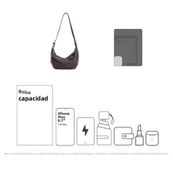 Dumpling bandolera de cuero esmerilado media luna para mujer