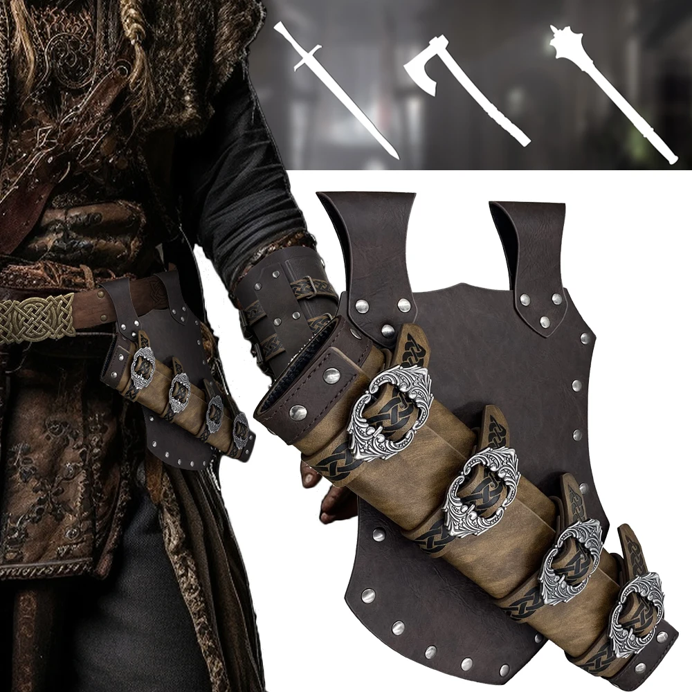 Funda de espada medieval en piel sintética estilo vintage para LARP - imagen 3
