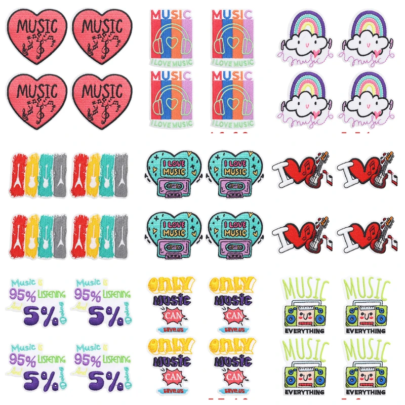 Pack de 10 parches decorativos de corazones musicales