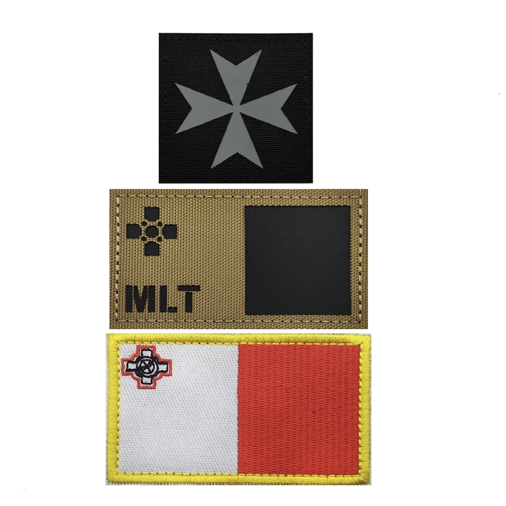 Parche táctico IR bandera Malta láser cortado reflejante - imagen 3