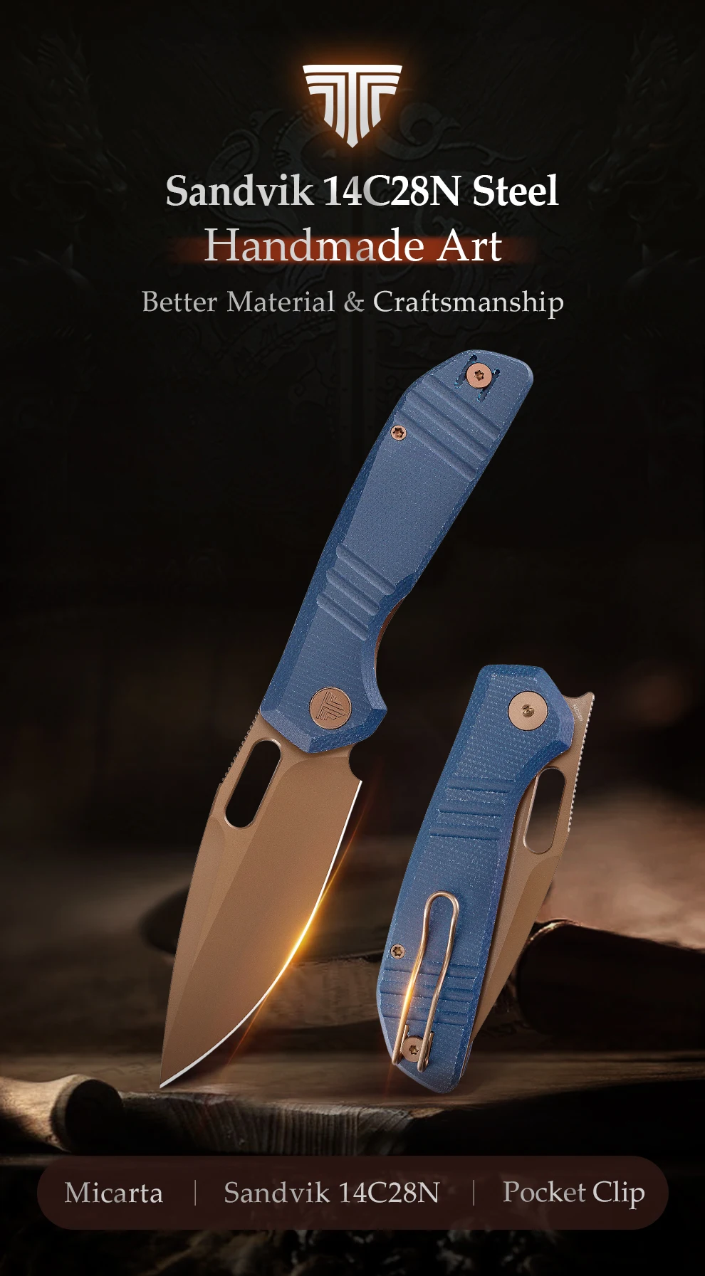 Vista del Cuchillo Plegable TRIVISA Gecko en detalle