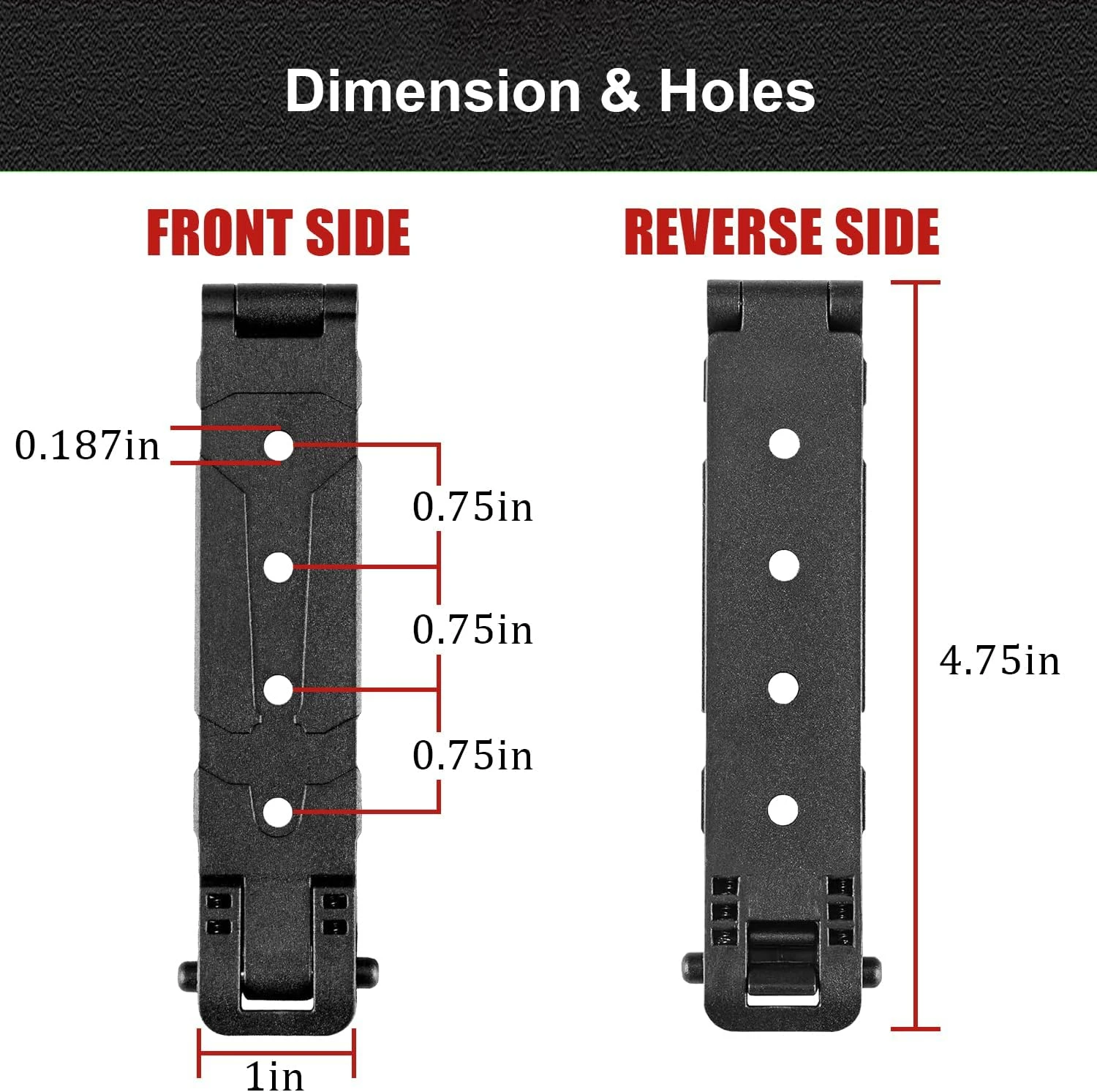 Clip de sujeción MOLLE-LOK para funda Kydex negra con montaje - imagen 4