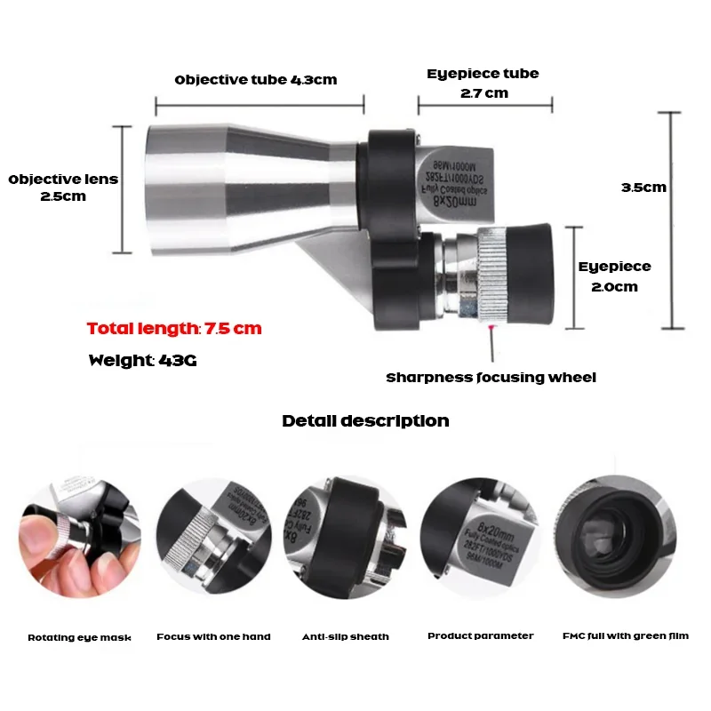 Monocular telescopio para móvil visión nocturna baja luz HD - imagen 5