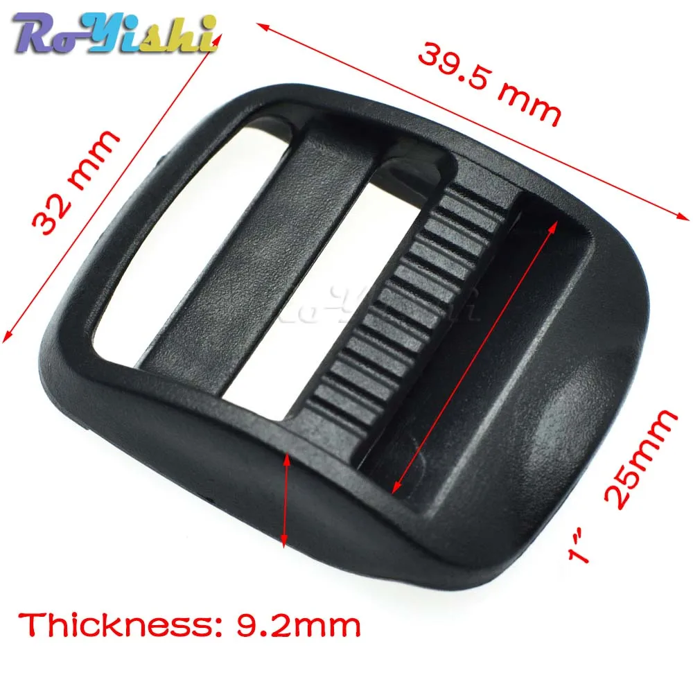 Hebilla regulable negra para correas de mochila táctica