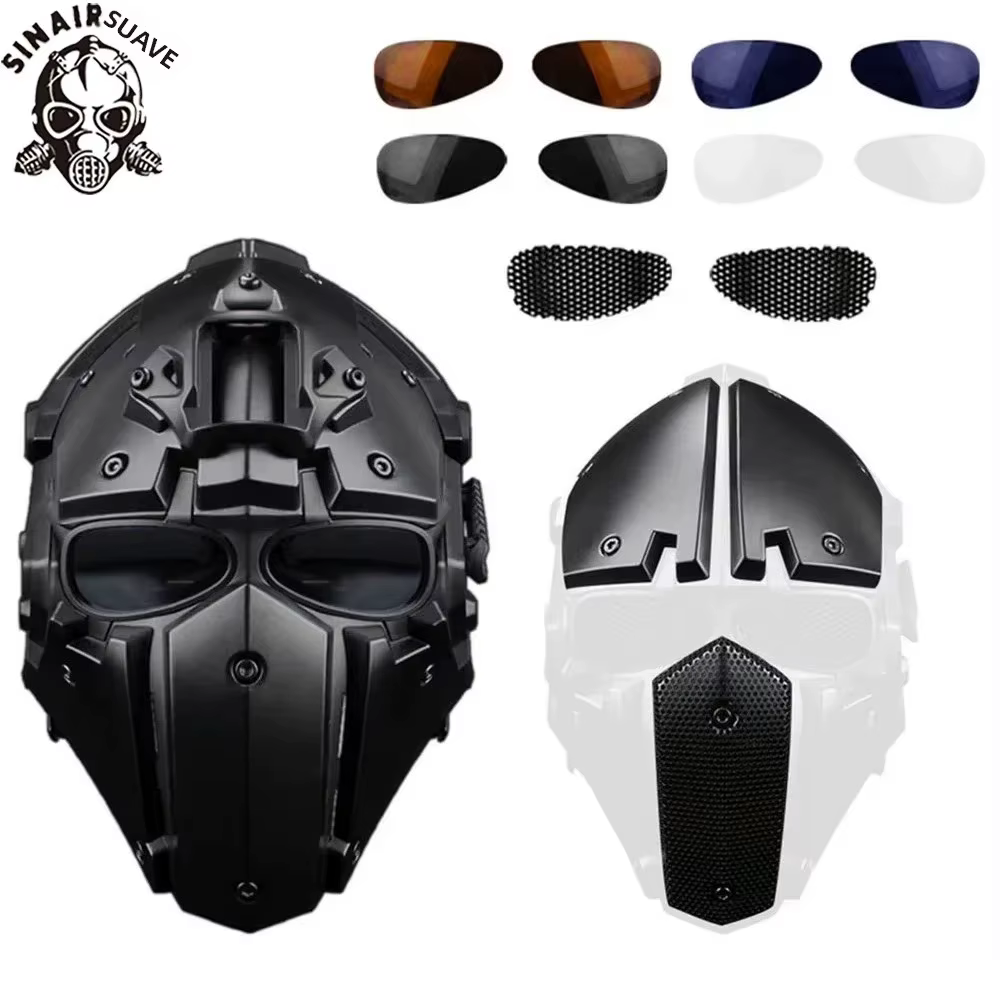 Casco táctico con máscara integrada para airsoft y paintball