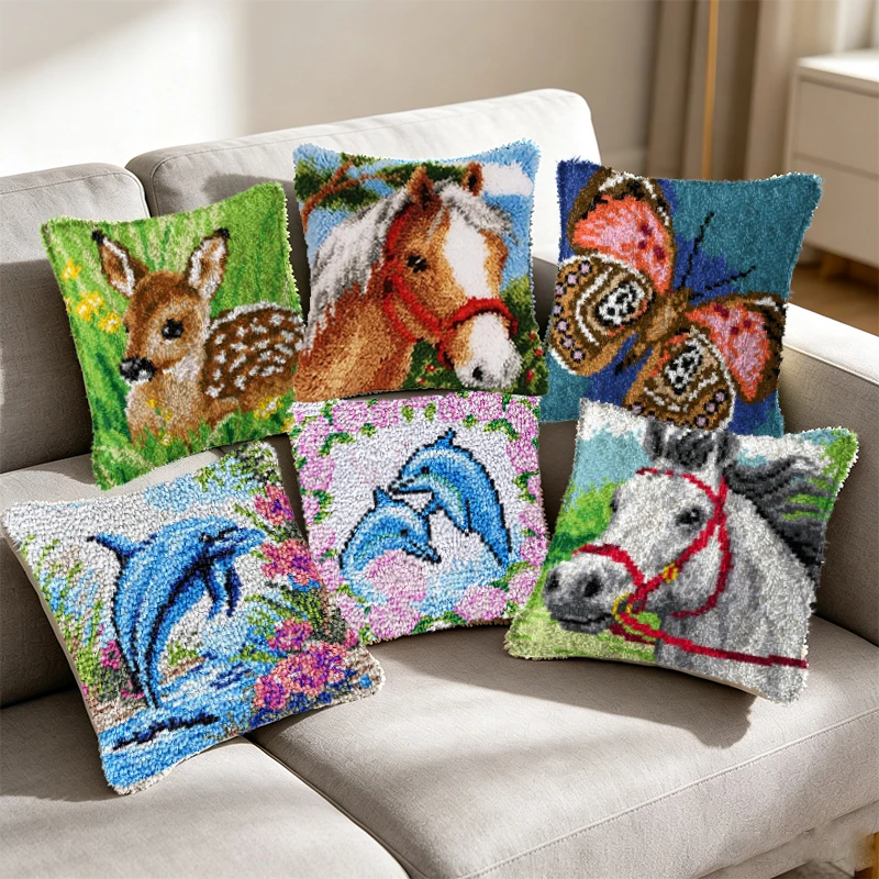 Kit de ganchillo Smyrna para cojín con diseño de animales - imagen 4