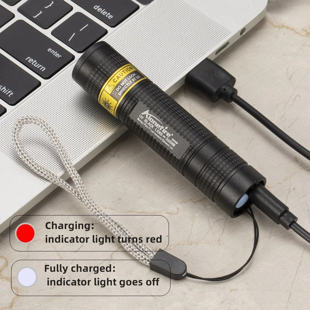 Linterna táctica UV 365nm recargable mini USB - imagen 5