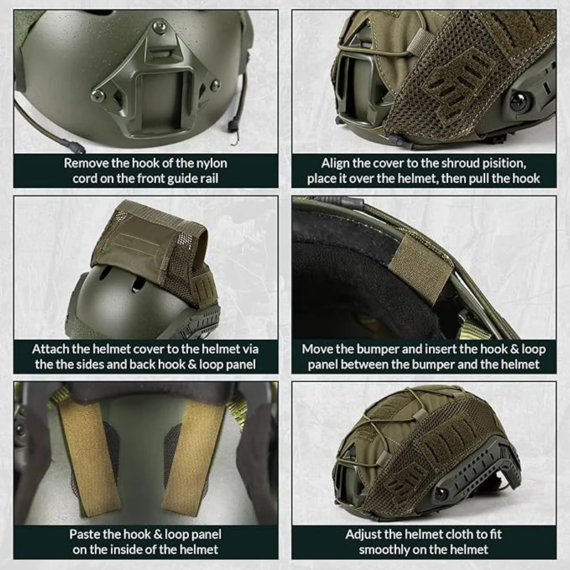 VOTAGOO Cubierta casco Fast táctica M/L-XL – Militar