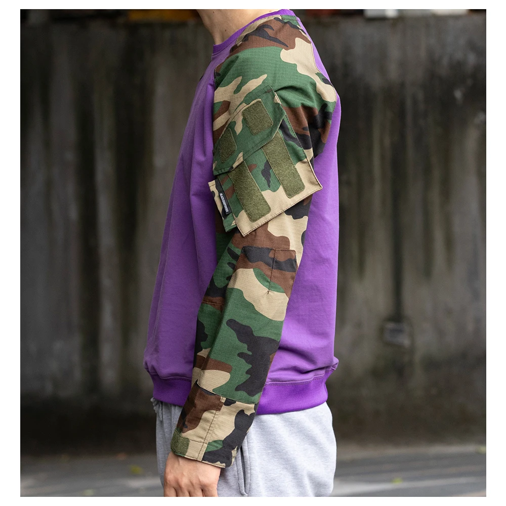 Sudadera táctica militar morada elástica con diseño contrastado - imagen 3