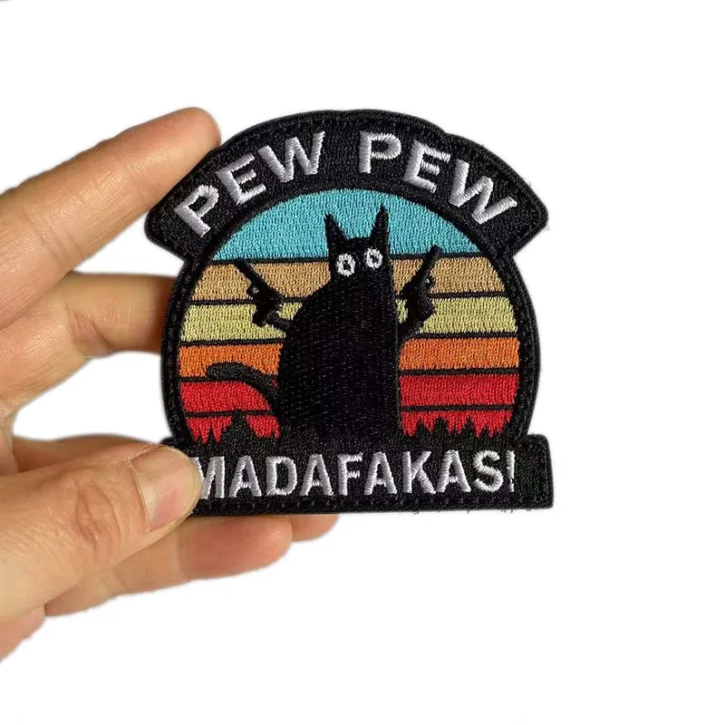 Parche bordado táctico de gato divertido para mochila y gorra - imagen 5