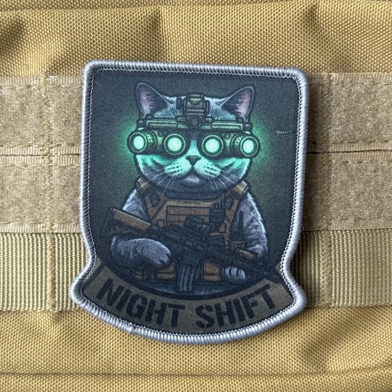 Parche táctico gancho y bucle insignia de gato para airsoft