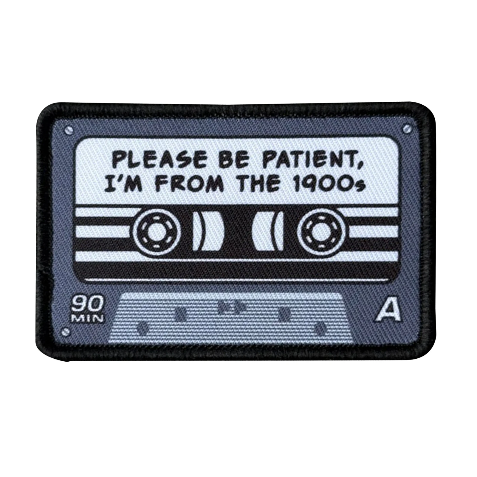 Parche velcro retro diseño casete, insignia irónica años 1900 - imagen 3