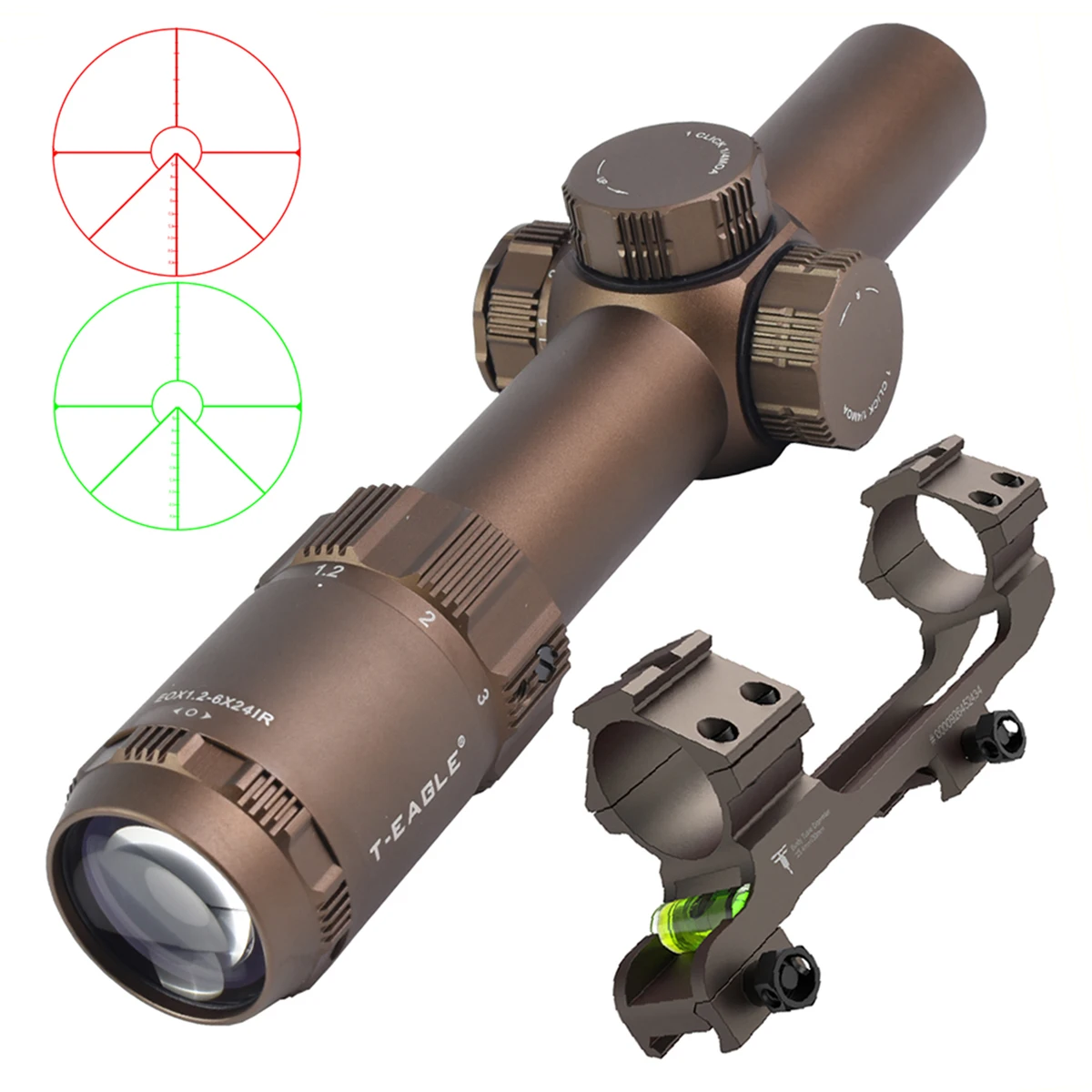 Mira telescópica LPVO 1,2-6x24 para rifle, caza y airsoft - imagen 2
