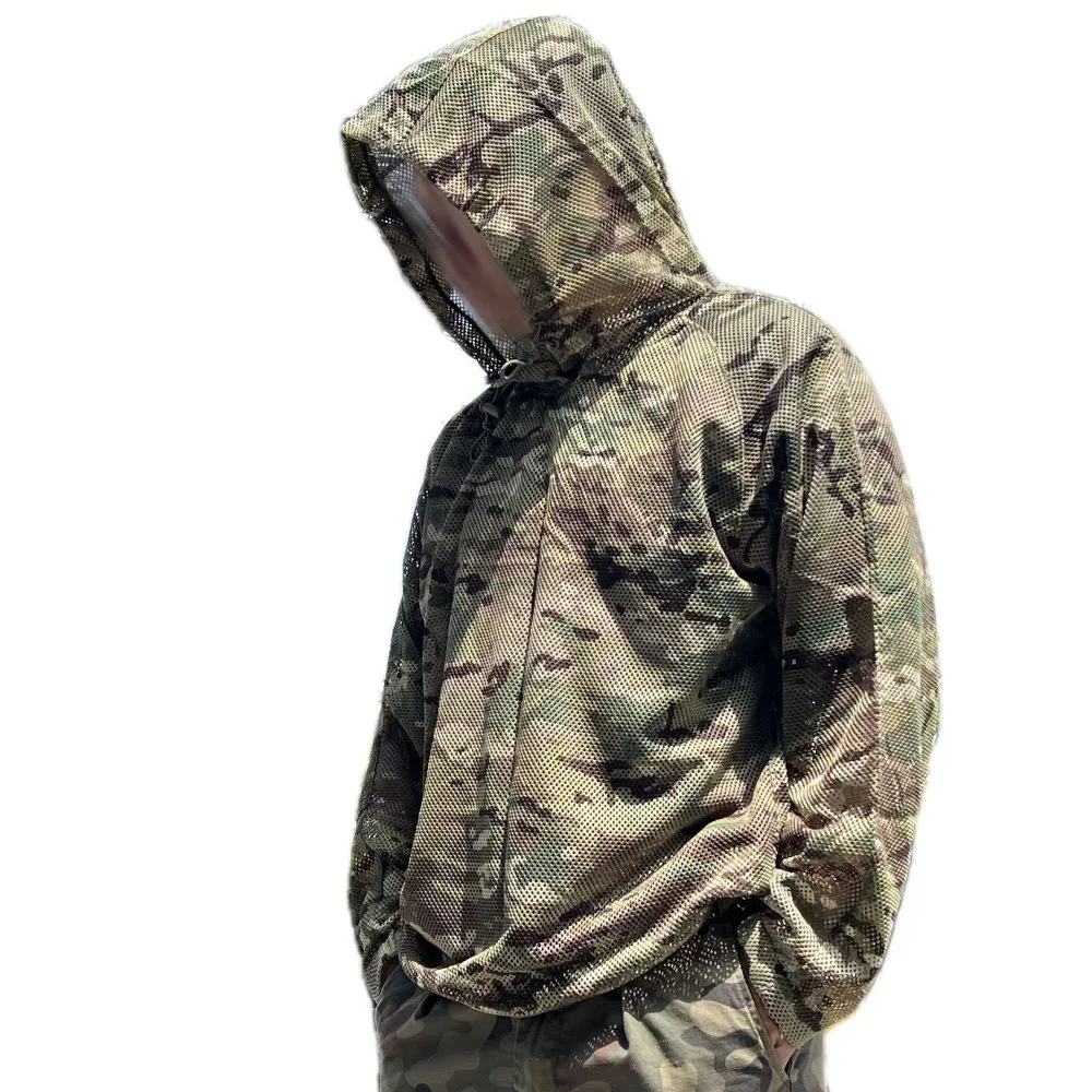 Chaqueta táctica capucha mesh ligera transpirable ghillie camuflaje - imagen 4