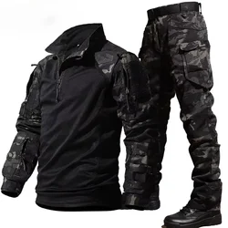 Equipo táctico hombre con camisa capucha y pantalón cargo