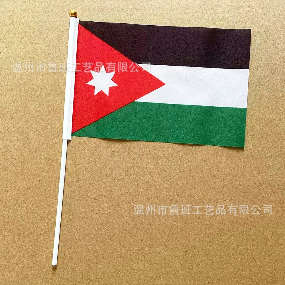 Bandera de Jordania en poliéster con palo plástico