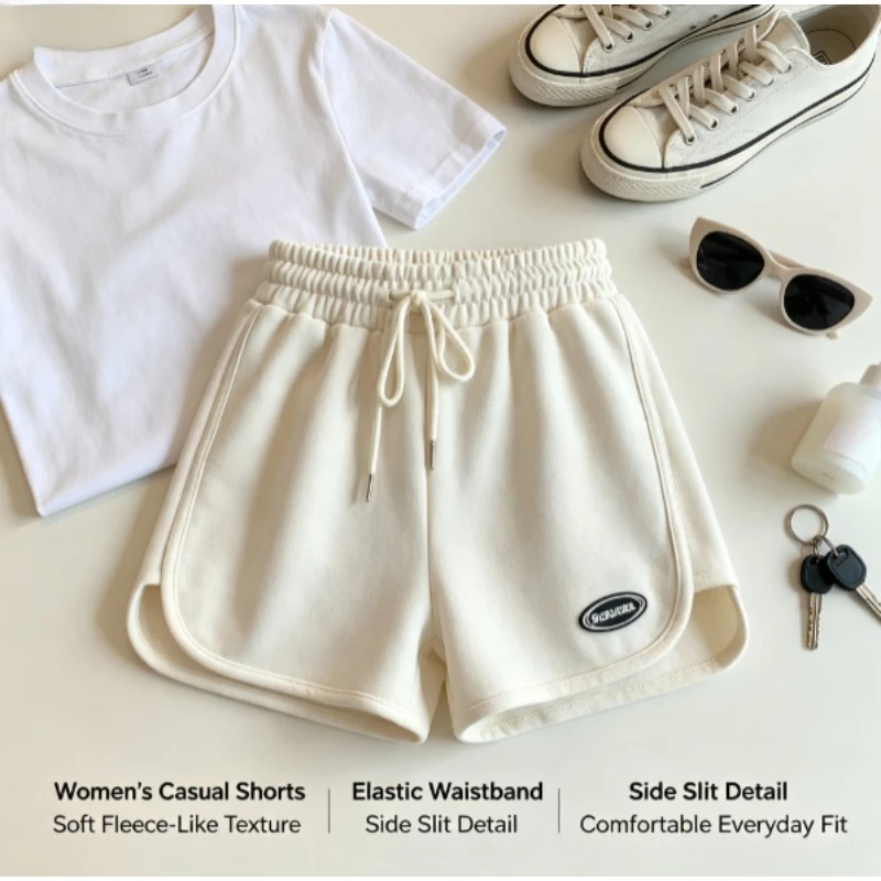 Shorts deportivos de algodón estampados mujer, holgados pierna ancha - imagen 4