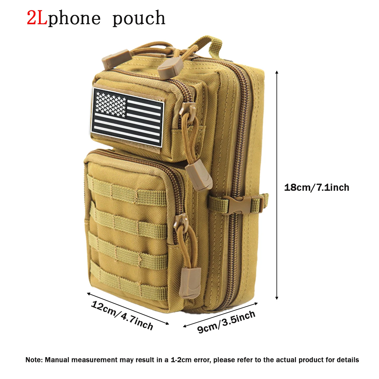 Bolsa táctica teléfono móvil multicapa riñonera cinturón senderismo - imagen 3