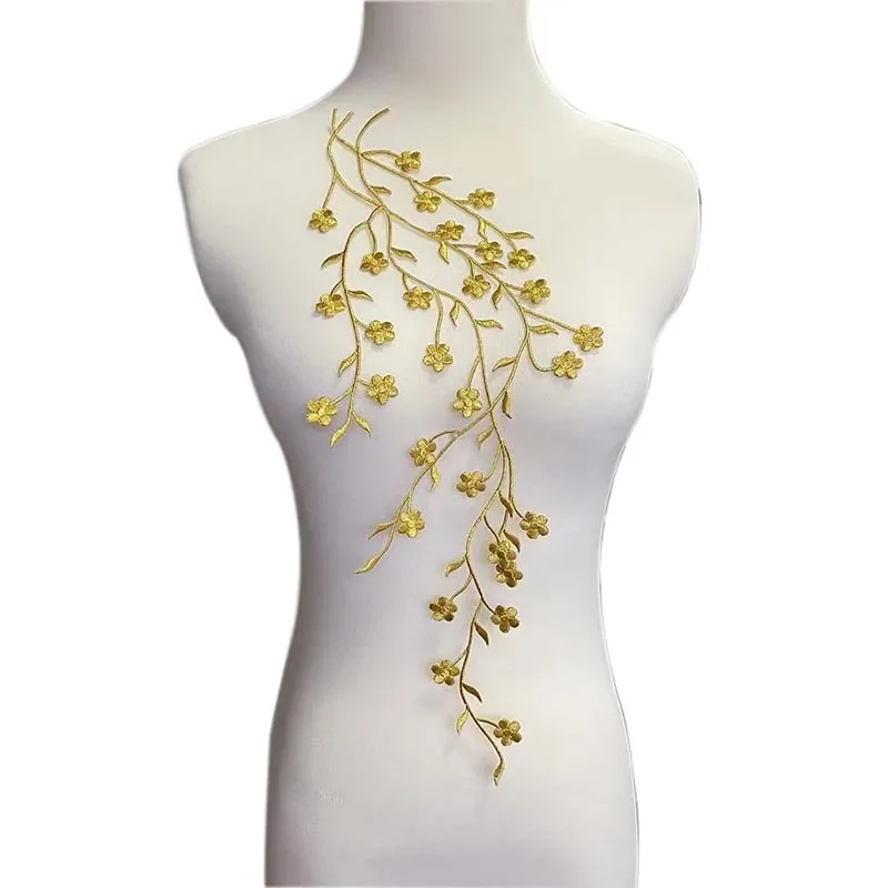 Parche bordado termoadhesivo flor de ciruelo floral para ropa - imagen 4