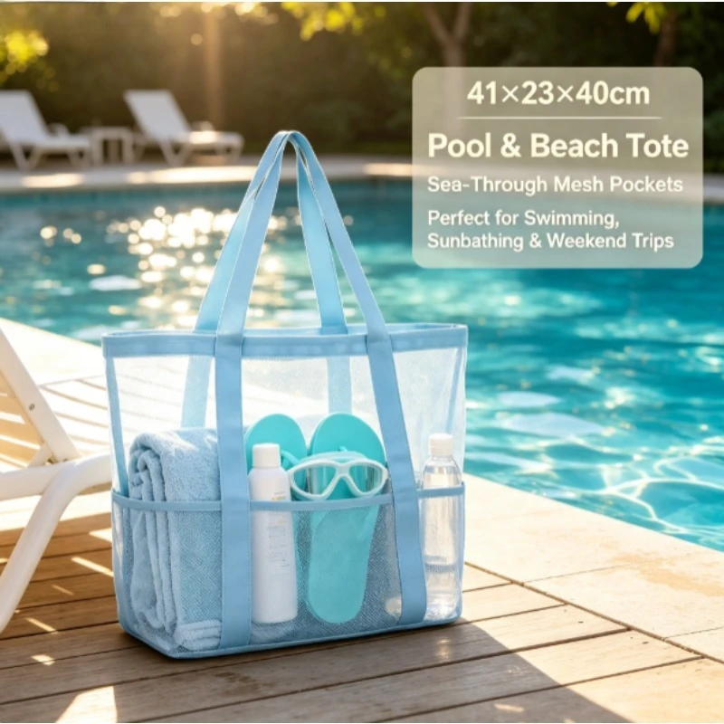Bolsa de playa de malla plegable de gran capacidad - imagen 3