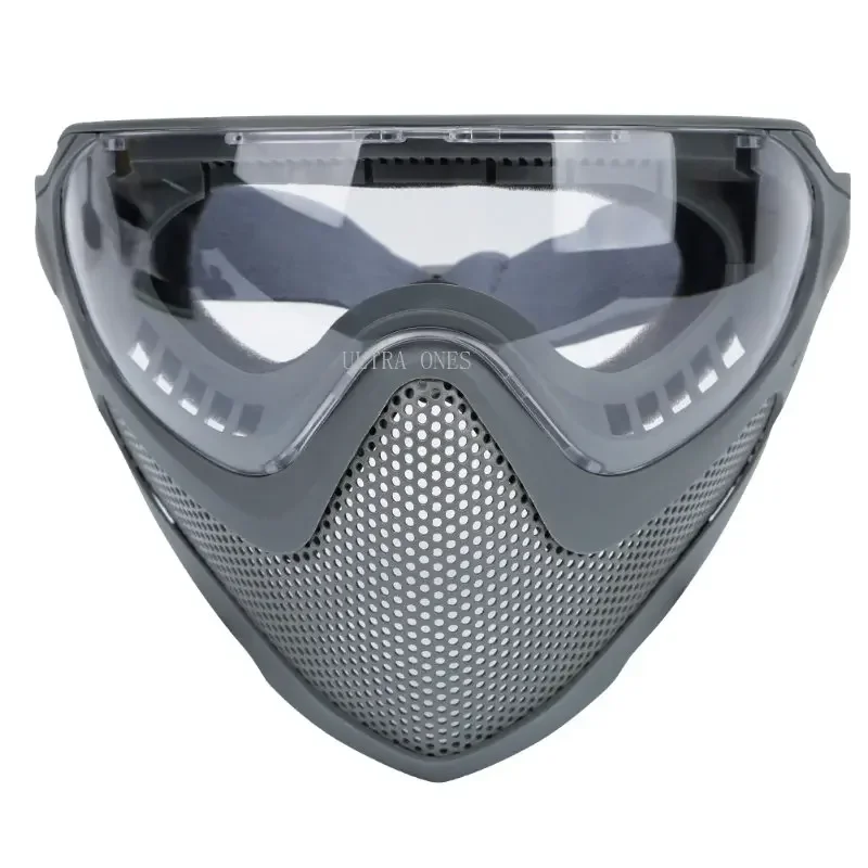 Máscara táctica facial de malla acero paintball airsoft 3 lentes - imagen 2