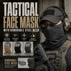 Máscara táctica airsoft malla acero con cubrecuello desmontable