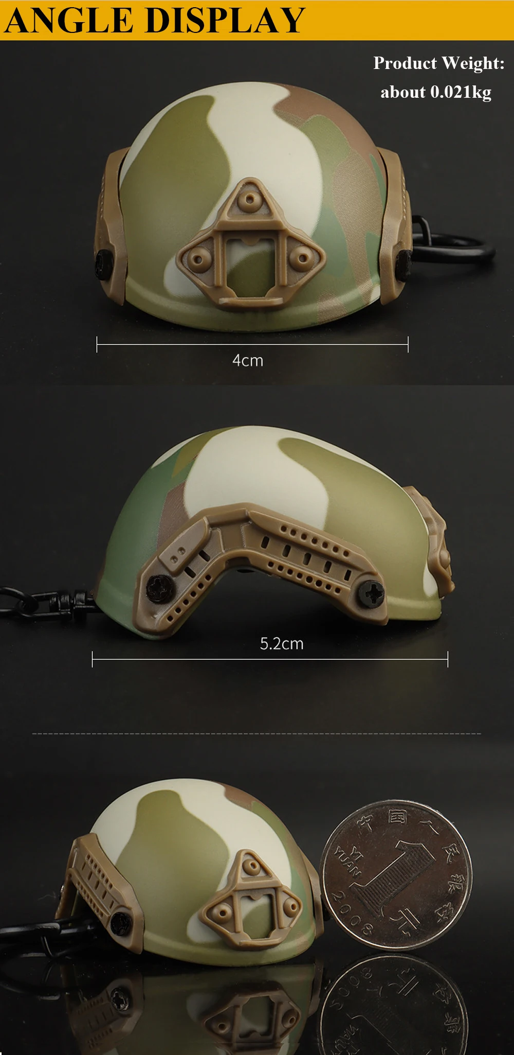 Mini llavero táctico con diseño de casco rápido