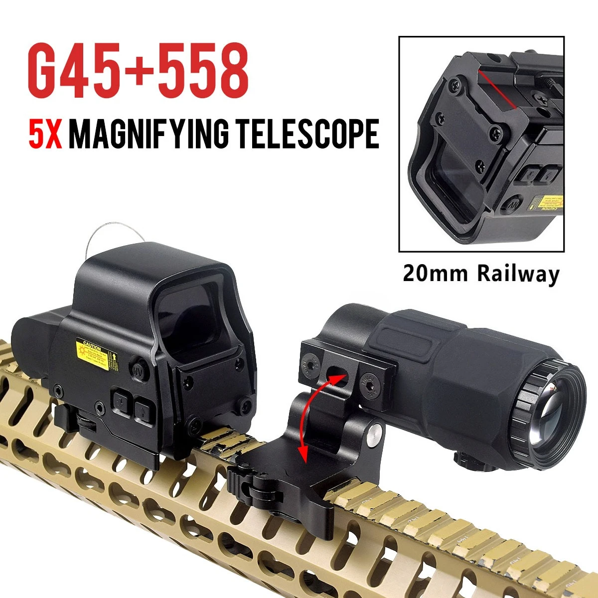 Mira holográfica táctica G45 5X con punto rojo y montaje QD - imagen 2