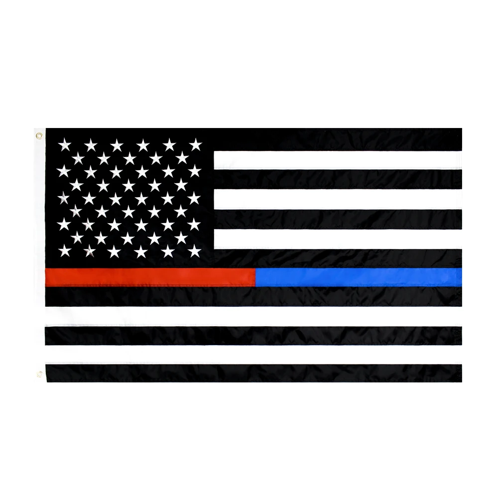 Banderín policial Thin Blue Line – Nylon impermeable bordado 90x150 cm - imagen 3