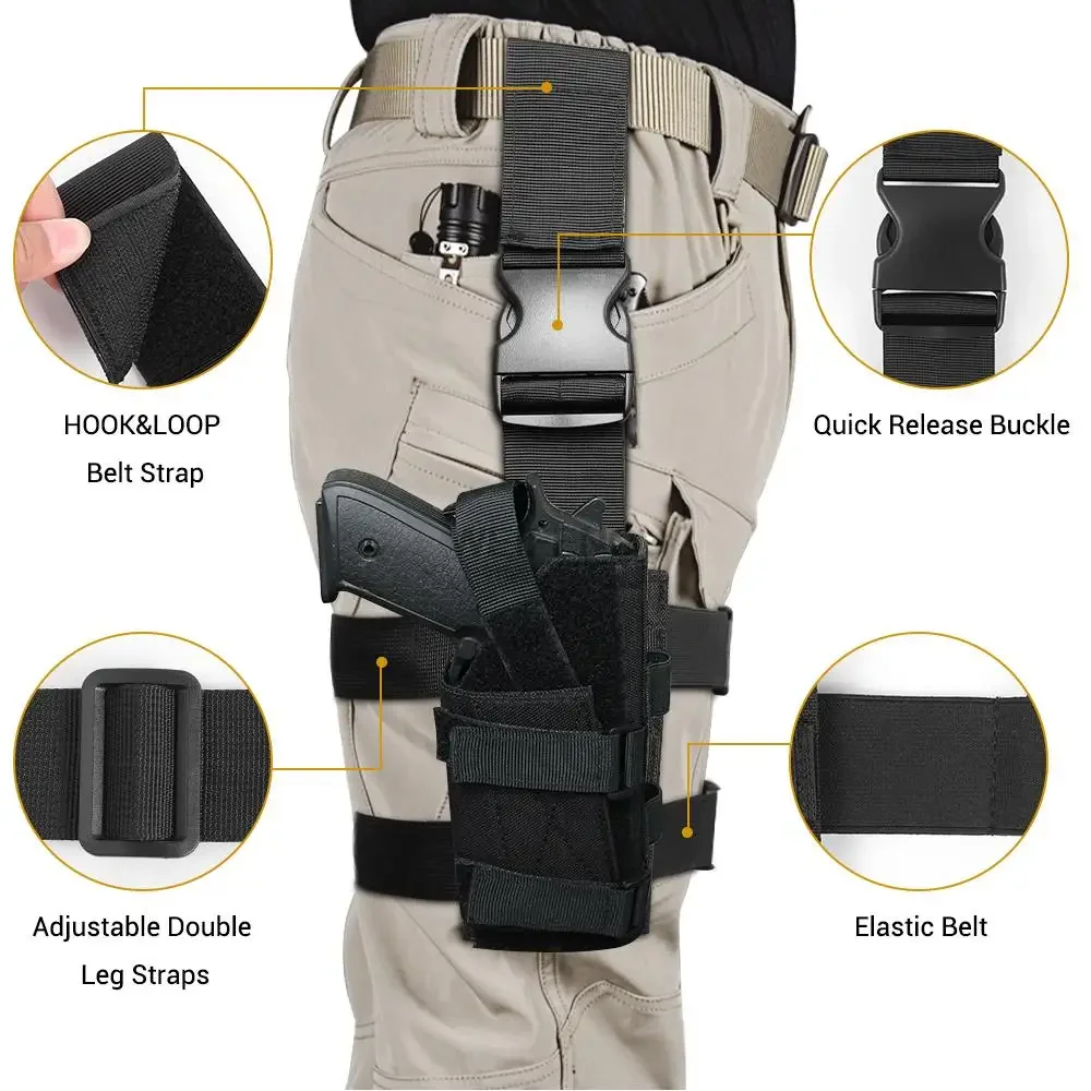 Funda táctica pistola muslera MOLLE para pierna, caza y outdoor - imagen 5