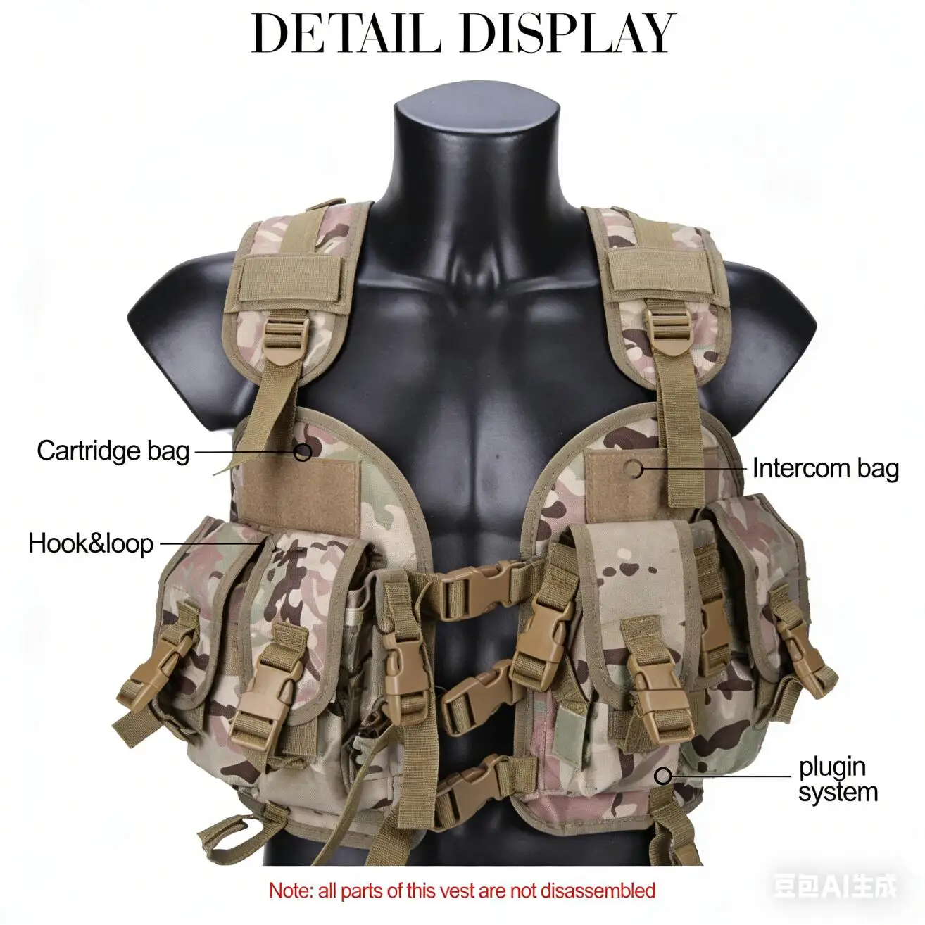Chaleco táctico modular CQB LBV Oxford 900D MOLLE protector - imagen 3