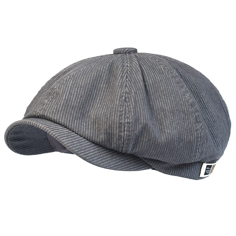 Gorra Gatsby rayada vintage con visera y silueta octogonal - imagen 3