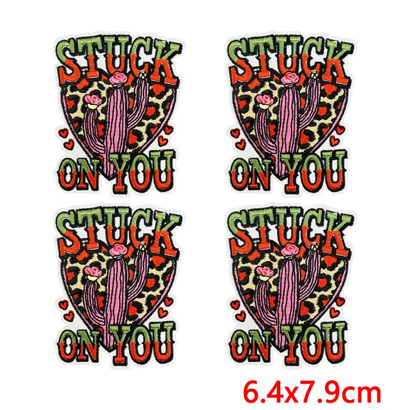 Parches bordados western cowgirl rodeo: cactus y sombrero cowboy