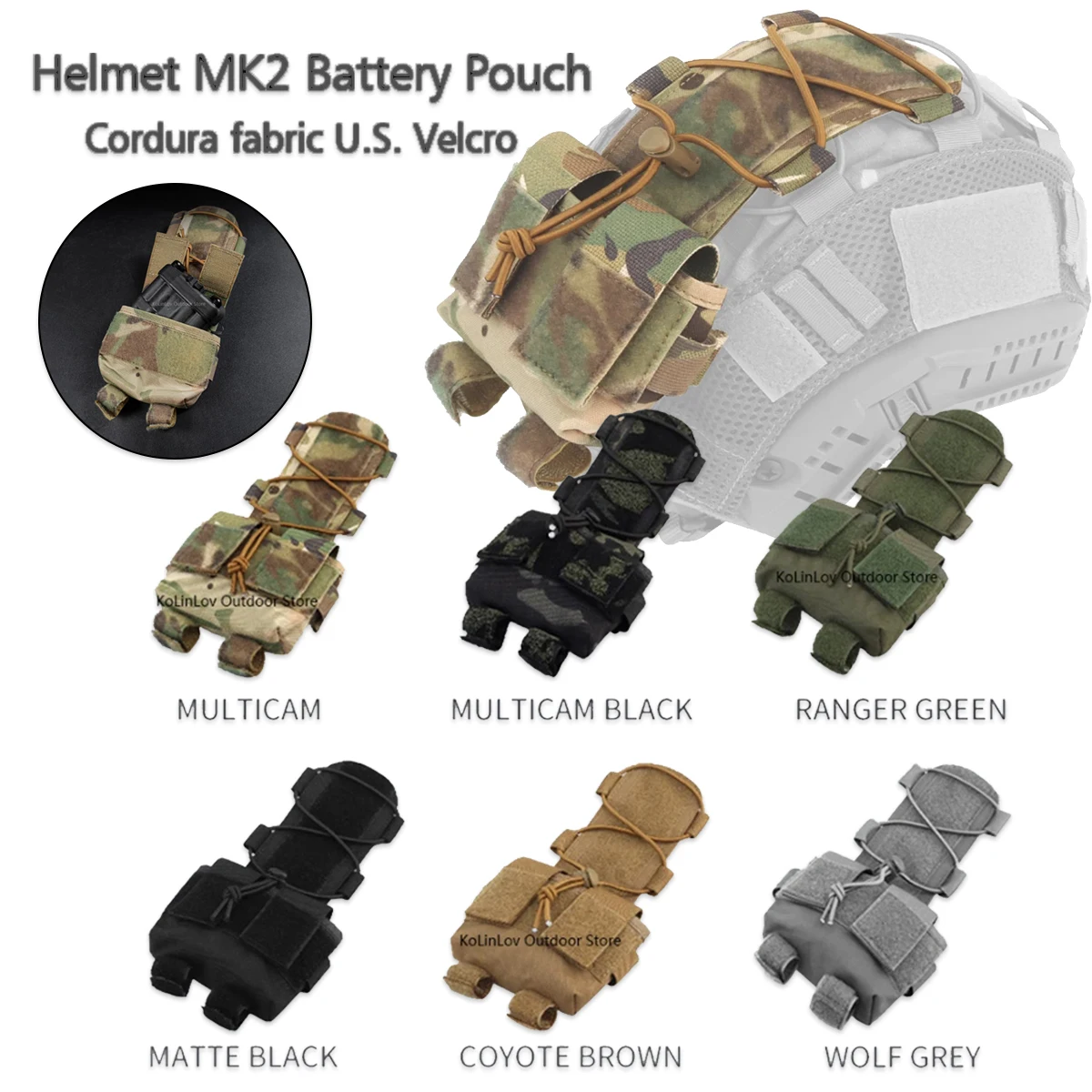 Bolsa de batería para casco táctico MK2 en vista general