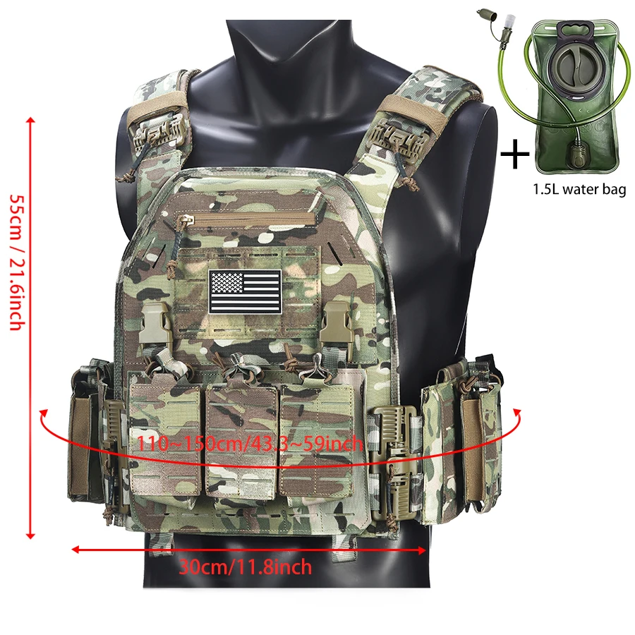 Chaleco táctico camuflaje con bolsillos modulares y hidratación - imagen 5