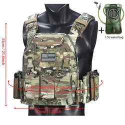 Chaleco táctico camuflaje con bolsillos modulares y hidratación