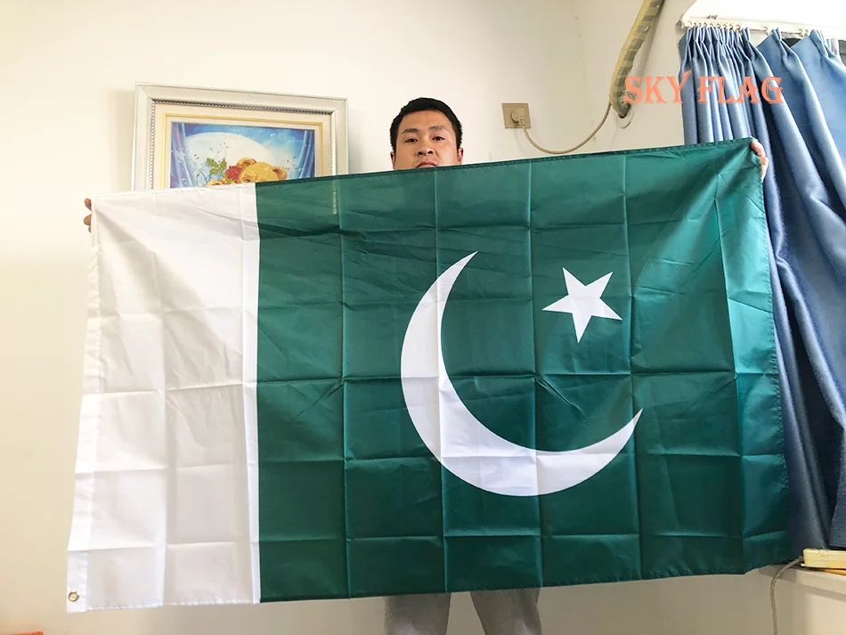 Bandera Pakistán doble cara poliamida resistente exterior