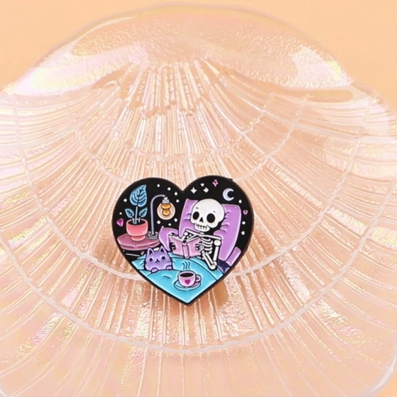Pin de solapa esmaltado esqueleto de metal para regalo lector - imagen 3