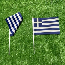 Bandera de Grecia en poliéster con asta plástica para decoración