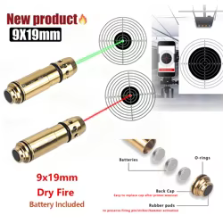 Cartucho de entrenamiento táctico 9mm láser rojo y verde para seco