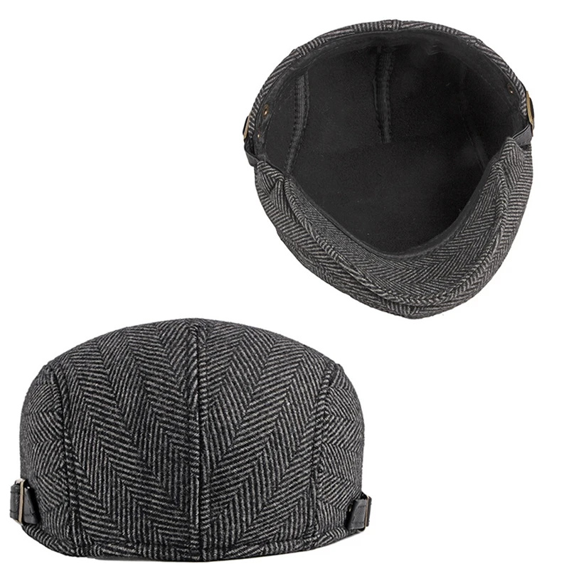 Gorra estilo Newsboy en sargaespiga para invierno - imagen 4
