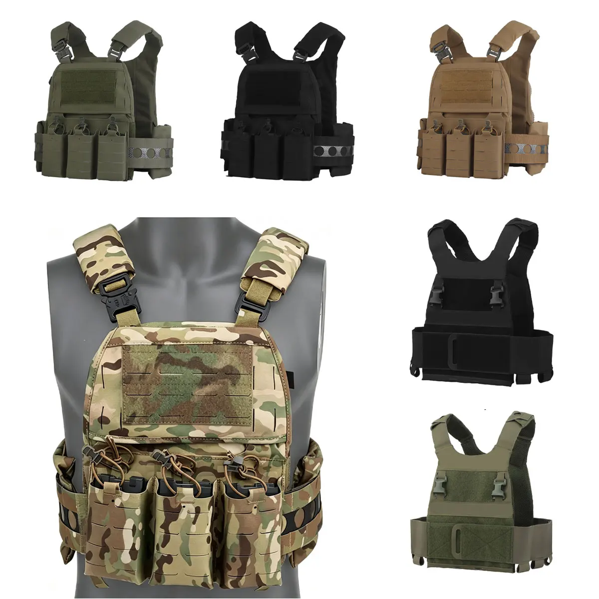 Ferro V5 Chaleco táctico MOLLE FCPC con bolsa triple para cargadores - imagen 5