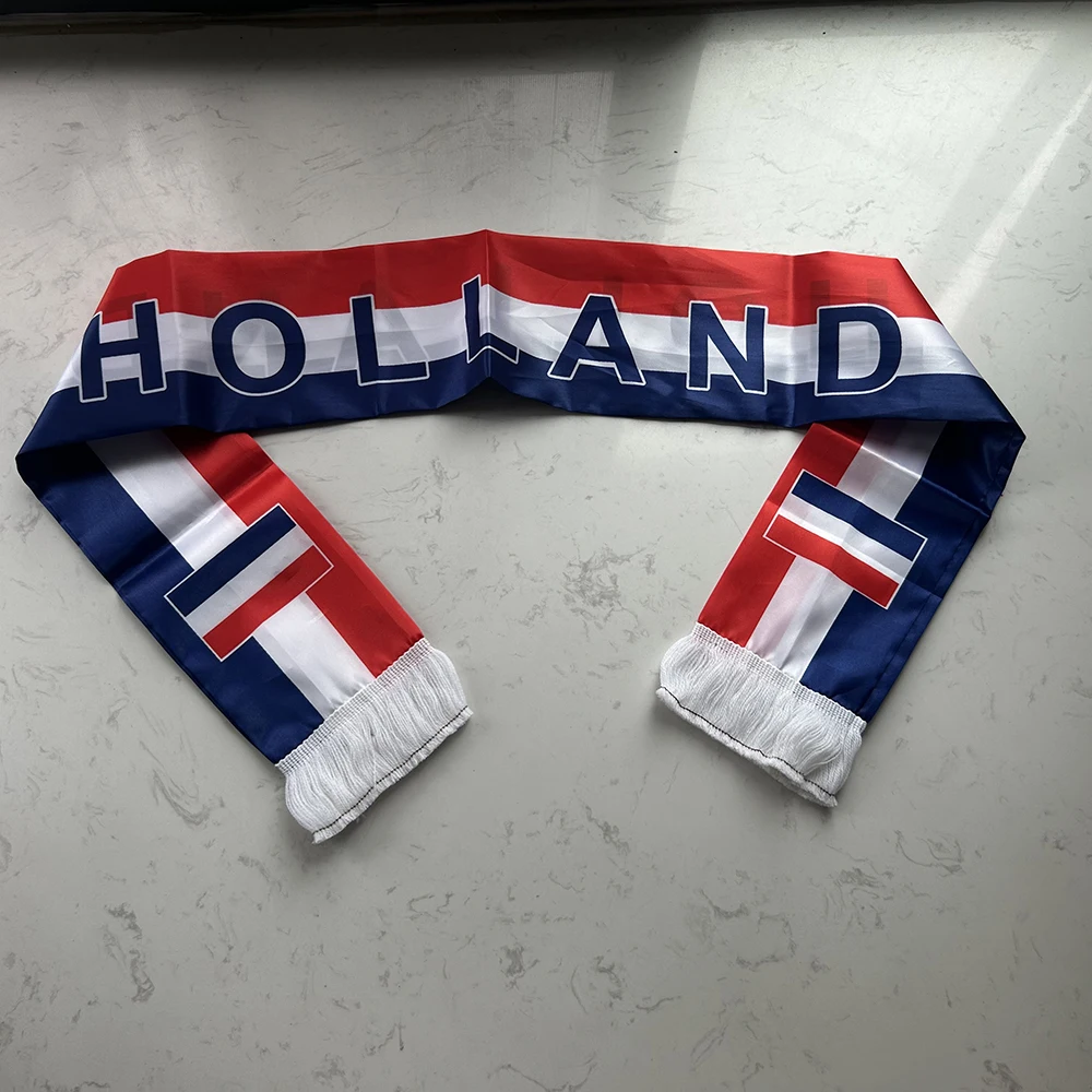 Bufanda Sky Flag Holanda, satén impresión doble cara con borlas - imagen 5