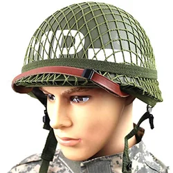 Ejército EE.UU. casco M1 WW2 verde con correa roja para Airsoft