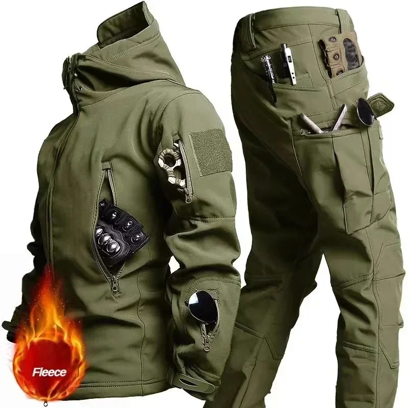 Conjunto táctico de invierno impermeable y antiviento con capucha - imagen 2