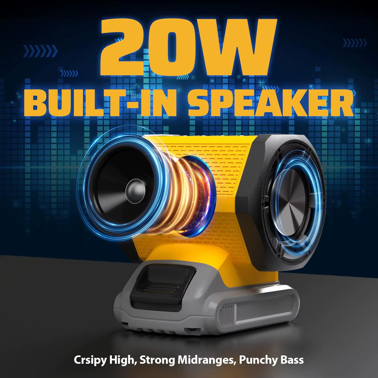 Altavoz Bluetooth con luces para Makita Dewalt Bosch, sin batería - imagen 3