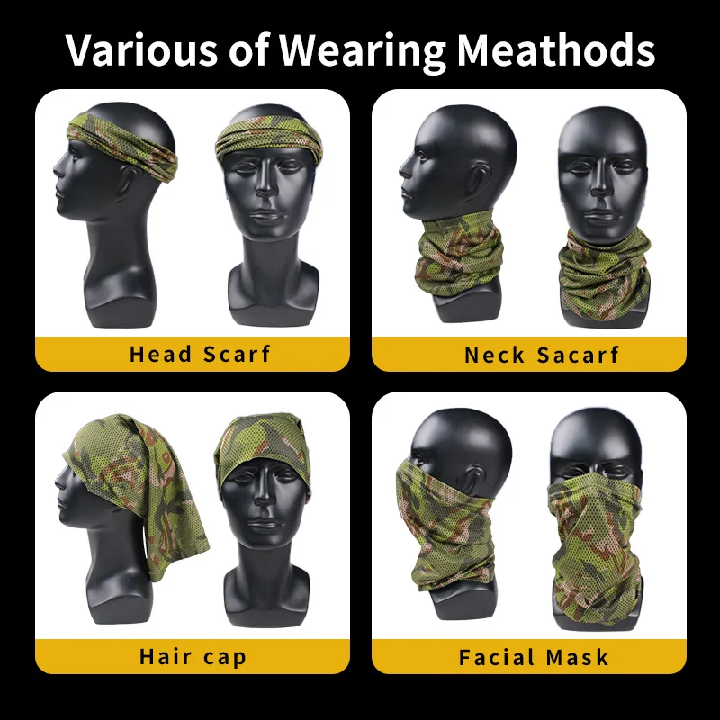 Pañuelo táctico de malla camuflaje bosque para protección facial - imagen 3